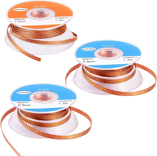 Solder Wicks, 3 Pack No-Clean Solder Braided Wicks Desoldering Wicks for Solder