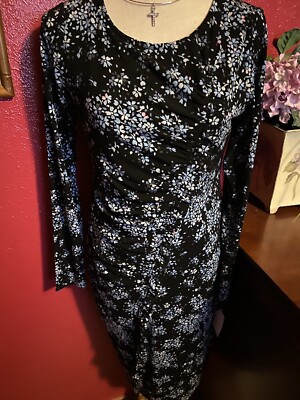 MOTHERHOOD Maternity Dress Long Sleeve Beautiful Floral Ruffle Sz M Roxy Rose