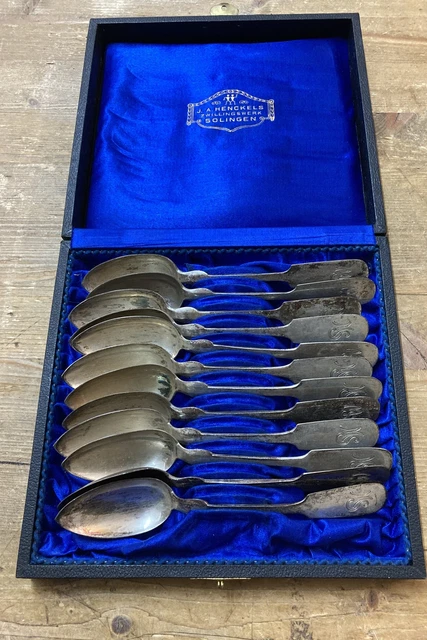 12 Kaffee-/Teelöffel 800 Silber in Schachtel