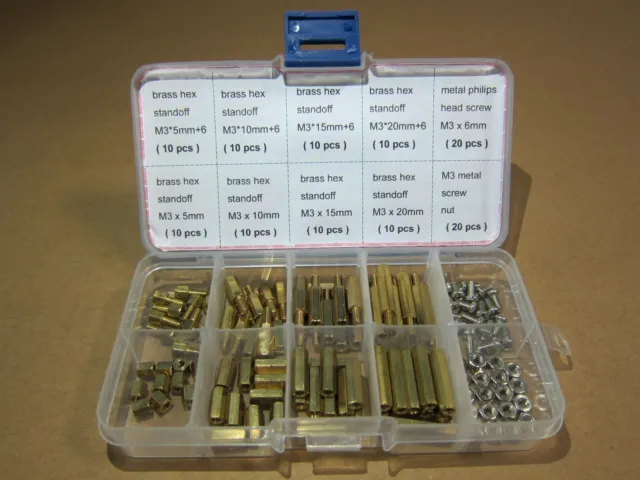 M3 Brass Standoff Screw Kit Set - standoff + spacer + screw + nut