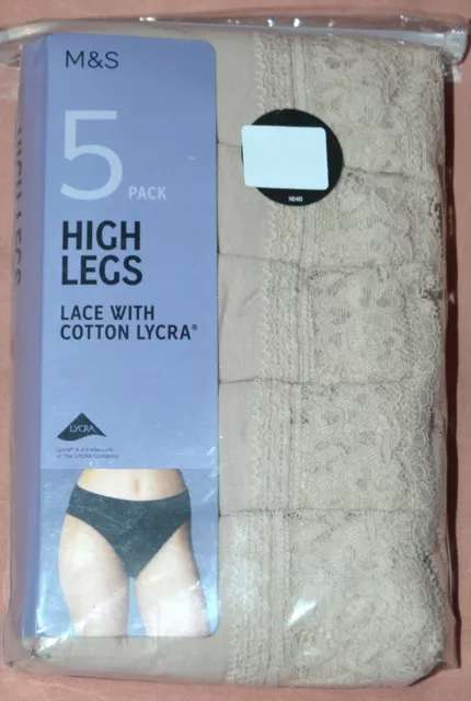 5 Pack Lace Trim High Leg Knickers - Matalan