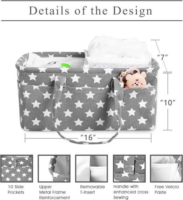 Baby Diaper Caddy Large Collapsible Nursery Organizer Storage Basket for Boy Gir 3
