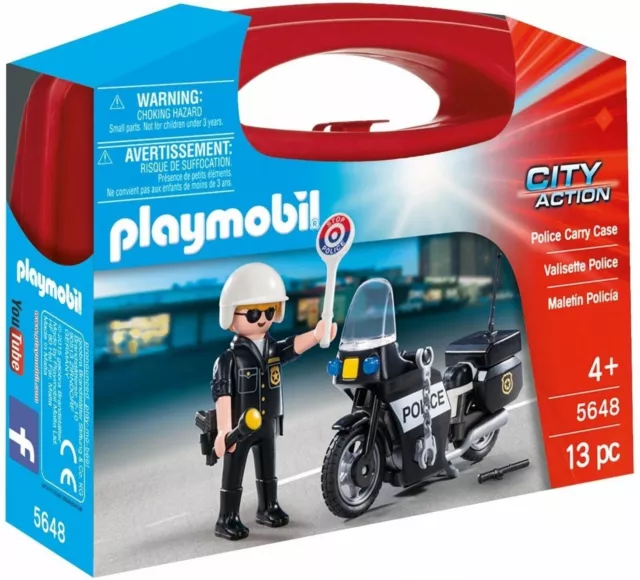 Playmobil Boite Neuve City Action Malette Policier + Moto Noir 5648 NEUF