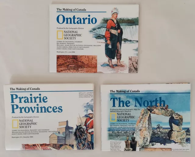 Making of Canada National Geographic Inserts, Lot of 3 Educational Maps /Posters