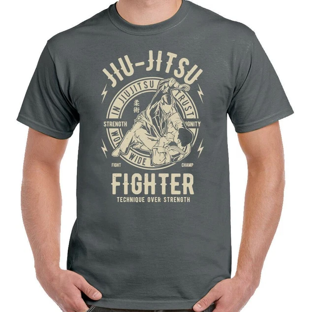 T-shirt uomo arti marziali Jiu Jitsu Fighter allenamento top palestra MMA combattimento brasiliano 2