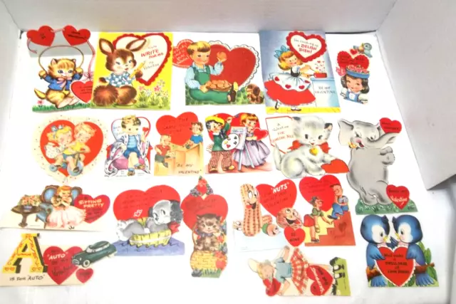 Lot of 19 Vintage 1950's Used Valentines Day Cards -  Nice Condition!