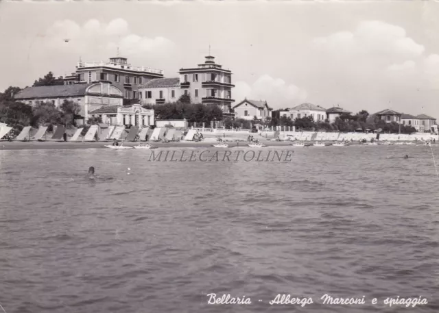 BELLARIA DI RIMINI - Albergo Marconi e Spiaggia 1954