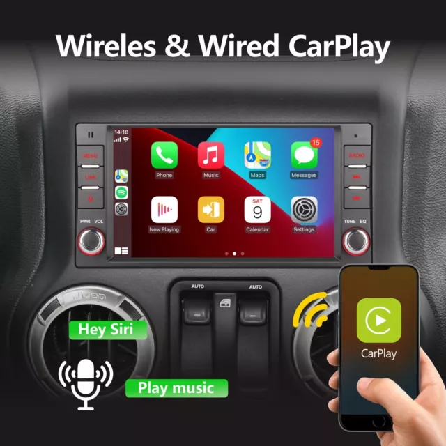 Car Stereo for Jeep Wrangler Cherokee Dodge CarPlay Android Auto High power BT 2