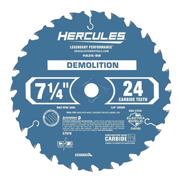 Medidor de demolición 24T Hércules 7-1/4 in y hoja de sierra circular 57978