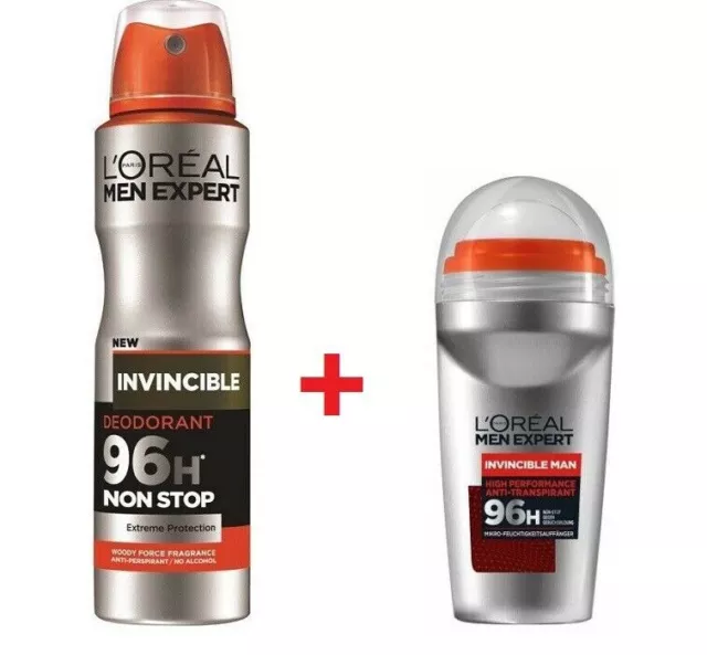 L'Oréal Men Expert Invincible Déo 96H SPRAY Anti-Transpirant 150 ml + ROLL...