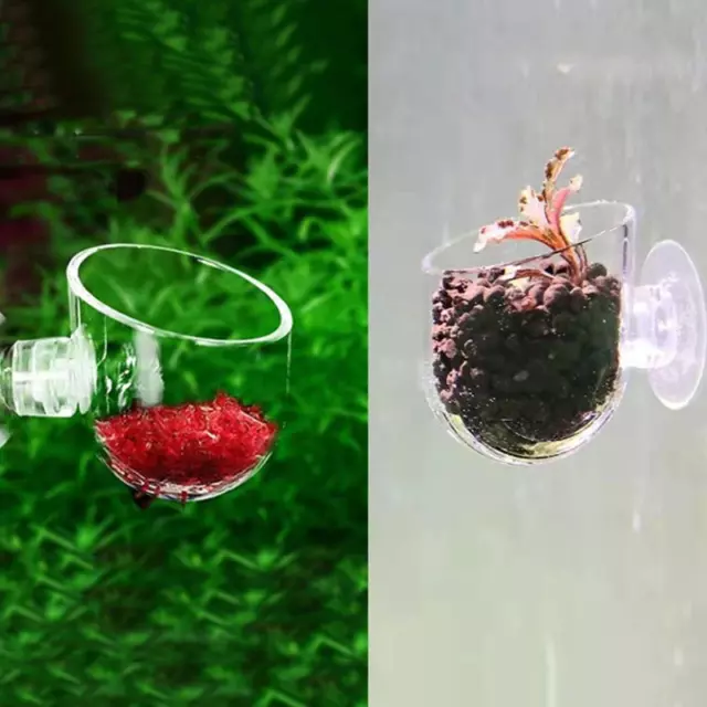 Aquarium Decor Hanging Fish Tank Mini Crystal Acrylic Glass Pot Polka CupFeeding