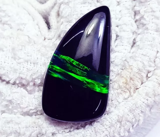 Opale Naturelle Onyx Noir Doublet 27x14x6 MM Desseré Gemme 18.20 CT ~ Sans