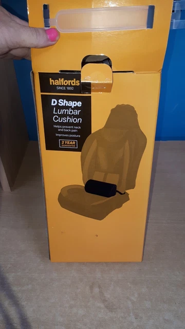 D-förmiges Lendenwirbelstützkissen mit Riemen von Halfords In/Out Auto Neu im Karton