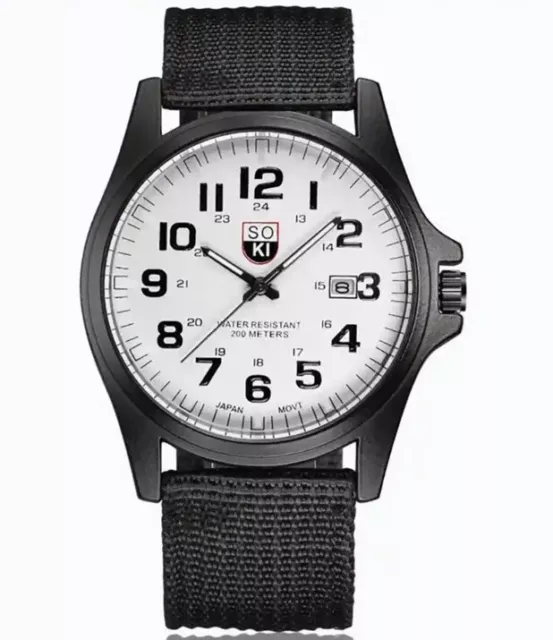 Swiss Army Canvas Watch Men’s Military Quartz Analog Casual  Wrist  UK -BLACK