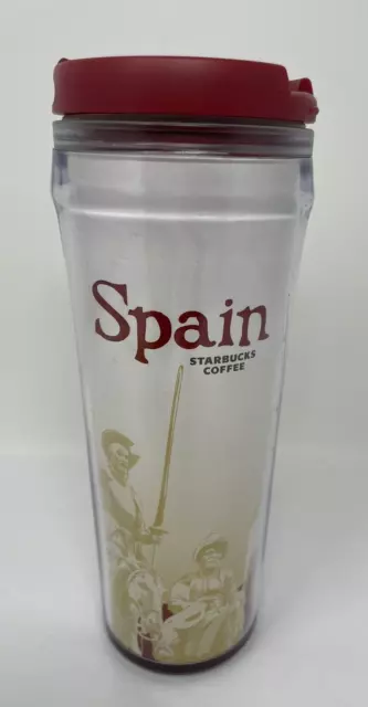 2008 Starbucks 12oz Global Icon Series Spain Espana Travel Tumbler Red White