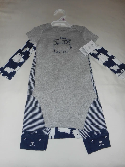 Carters 3-Piece Polar Bear Outfit Clothes - Infant Baby Boy Size 9 Months - New 2