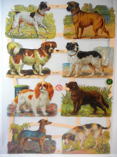 Glanzbilder Hund Hunde EF 7397 Oblaten Posiebilder Scrapbook Deko GWI 346