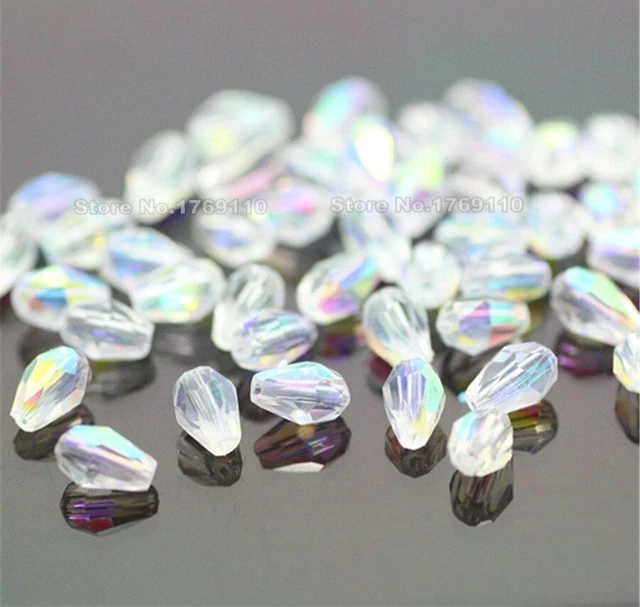 100pcs 3x5mm Ab Träne Österreich Glas Locker Abstand Perlen DIY Mode Schmuck Neu