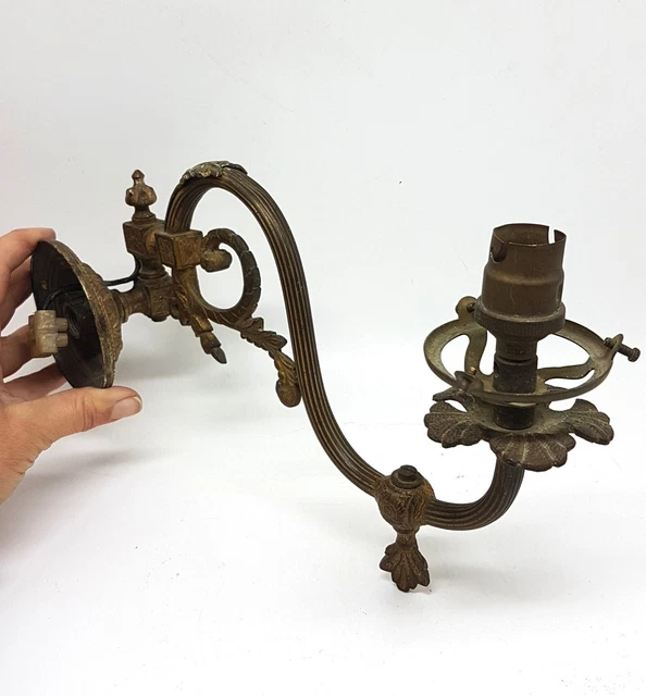 Ancienne applique murale Lampe Bec de gaz laiton Avec bras pliant Art nouveau 6
