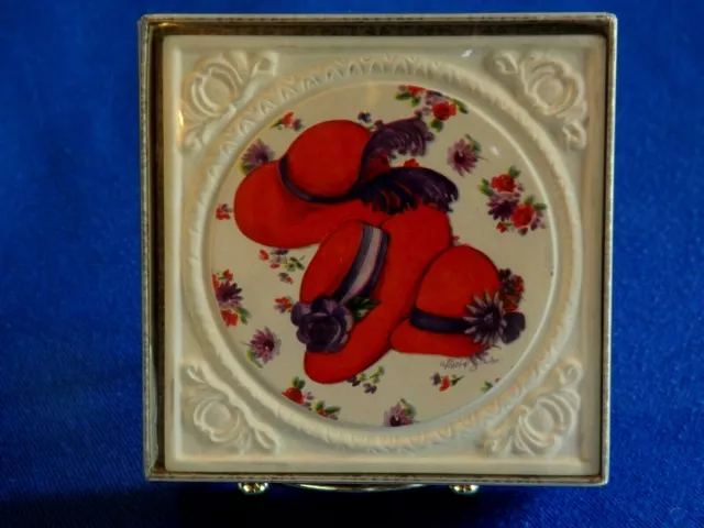 New Ambiance Thirstystone Coasters Set (4) RED HAT SOCIETY Red & Purple NEW