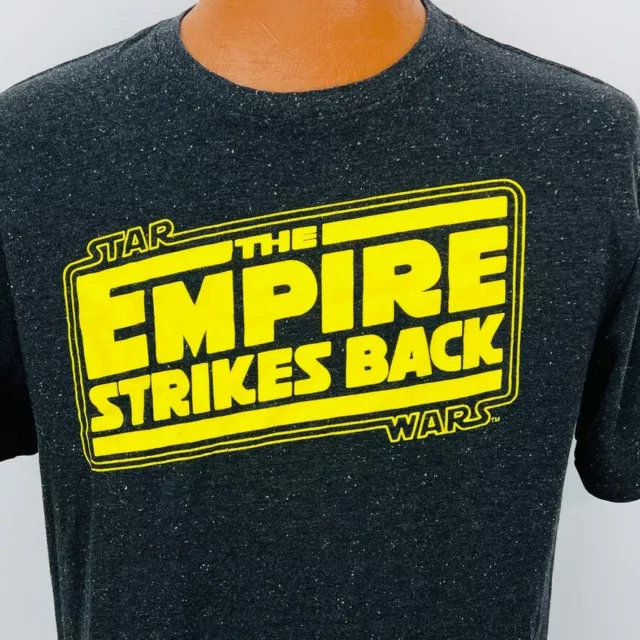 Star Wars The Empire Strikes Back Logo Black Star T-Shirt Large Mad Engine Retro