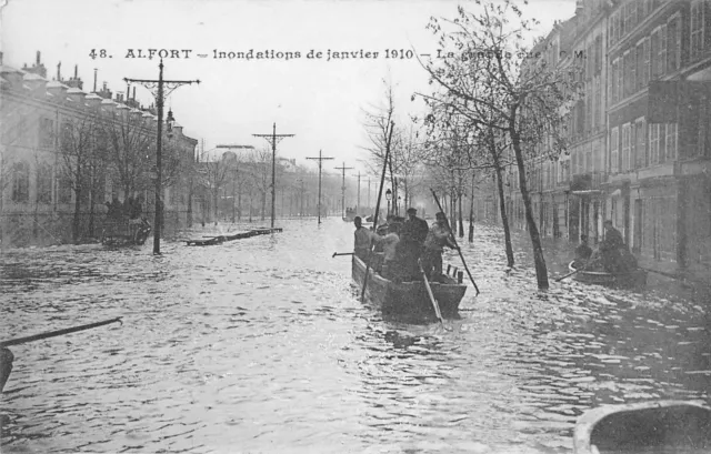 Cpa 94 Alfort Floods January 1910 La Grande Rue