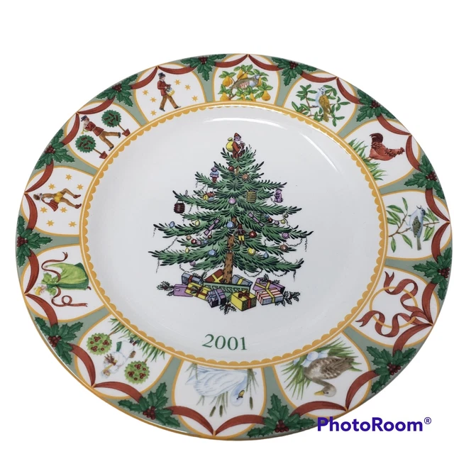 Spode THE CHRISTMAS TREE YEAR PLATE 2001 Made in England 12 days of christmas