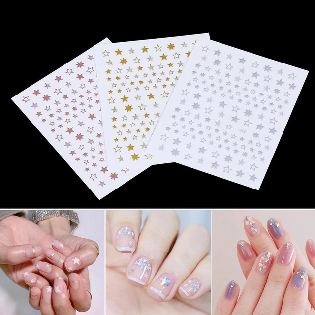 Decorations DIY 3D Lovely Stars Geometry Gold/Silver/Rose Gold Nail Stickers