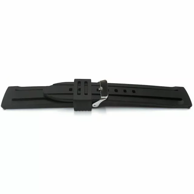 22mm Black Soft Silicone Rubber  Watch Band Strap for Men and Women 3