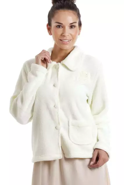 Camille Womens Luxury Soft Button And Zip Bed Jackets