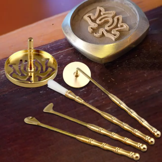 5pcs Brass Incense Making Set Powder Incense Burner Chinese Incense Powder Press