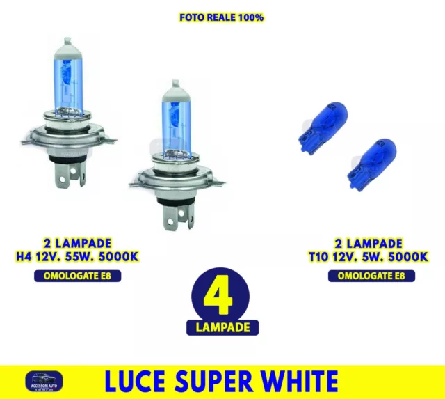 LAMPADINE H4 T10 Auto Luce Bianca Posizione White Alogene Omologate Kit  tuning 4 EUR 19,40 - PicClick IT