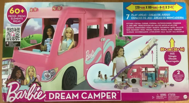 Barbie 60 Piece Dream Camper Van 3in1 Playset Accessories Barbie Adventure Toys