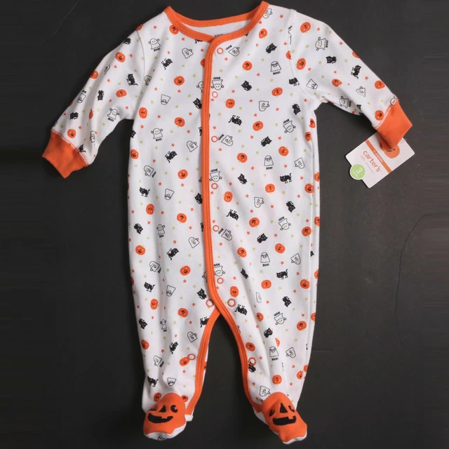 Carters Baby Boys Infant Halloween One Piece Pumpkin Sleep And Play 3M Nwt