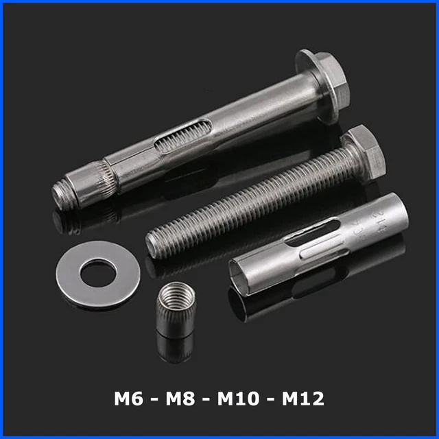 Anchor Bolts,Expansion Bolts 2Pcs M6 M8 M10 Anti-Loose 304 Stainless Steel Sheep Eye Pull Screw Belt Expansion Screws Hanging Swing Hook Length 70mm