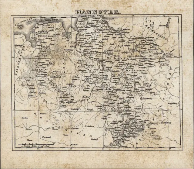 Historische Landkarte von 1837  - Hannover