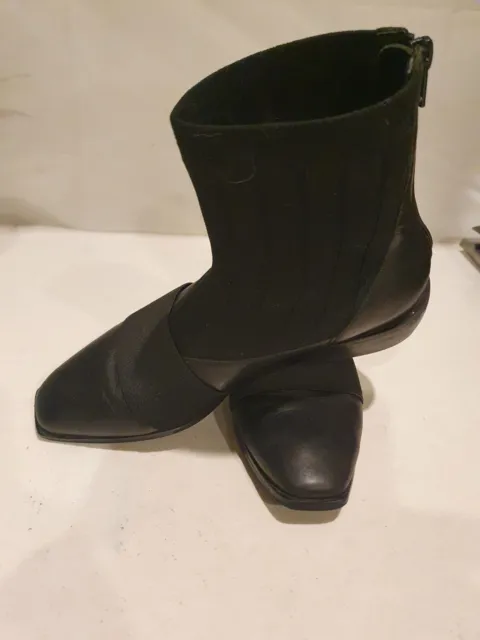 Unique Styled Jo Mercer Black Leather Ankle Boots Heels Sz 8/39