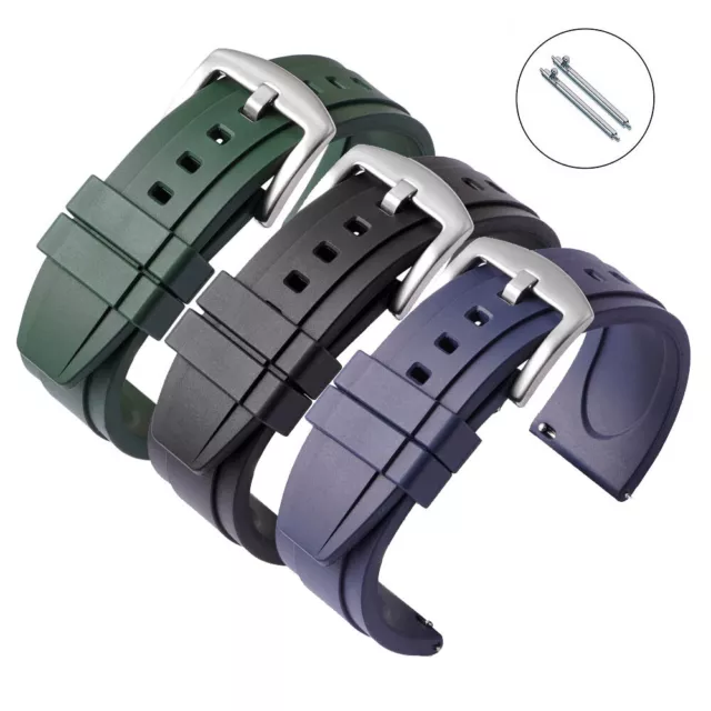 Fluororubber FKM Rubber Watch Strap Band Bracelet 20mm 22mm Quick Release Pins