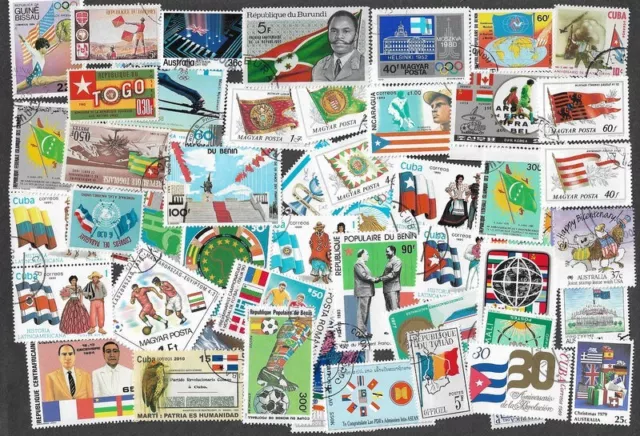 Flags on stamps 200 all different collection(18-11-22)