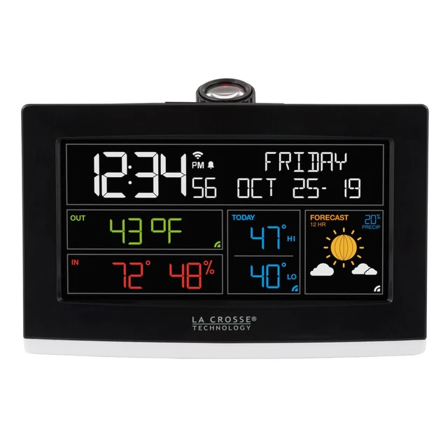 C82929V2 LA CROSSE Technology WiFi Color Projection Alarm Clock with