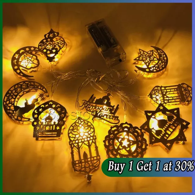 Ramadan LED Moon Star String Fairy Lights EID Mubarak Garland Muslim Decorations