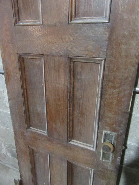 ~ ANTIQUE OAK 6 PANEL DOOR WITH HARDWARE BB ~ 28 x 81.5 ARCHITECTURAL SALVAGE 10