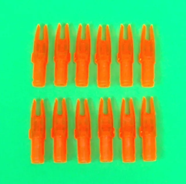 12 New Flo Orange Original Easton Super Nocks for Carbon or UNI-Bushing Arrows