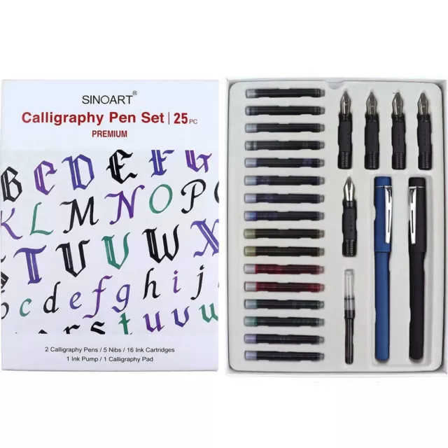 NEW! Sinoart 25pcs Premium Stationery & Calligraphy Gift Box Set Pens + Ink