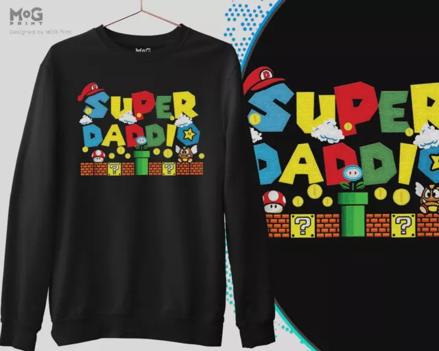 Father's Day Super Daddio Sweat Top Dad Funny Game Retro Daddys Xmas Gift Jumper