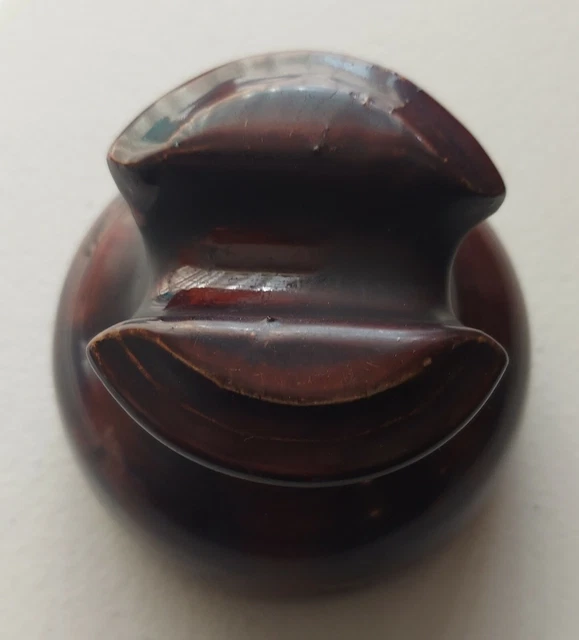 VINTAGE/ANTIQUE - Ceramic Brown Electric Pole Insulator By LOCKE USA - Top Rest 10