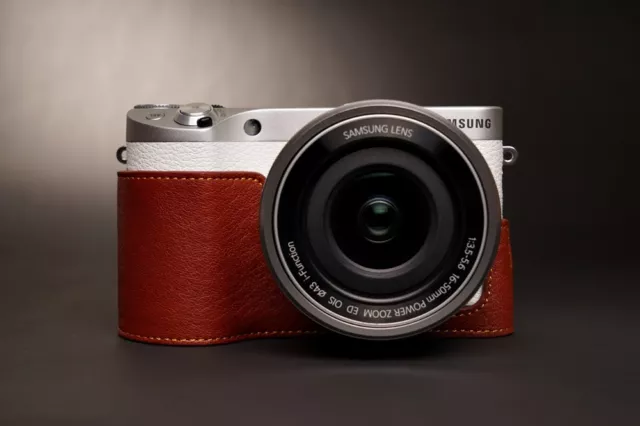 Handmade Genuine real Leather Half Camera Case bag cover for Samsung NX500