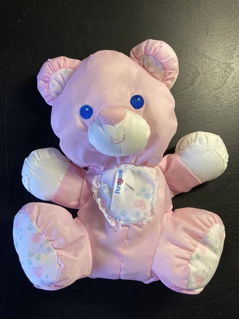 Vintage 1994 Fisher-Price Puffalump 9” Baby Pink Teddy Bear with Rattle
