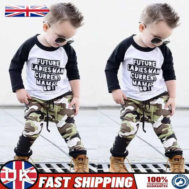 2pcs Newborn Toddler Baby Boys Outfits T-shirt Tops+Pants Kids Clothes Set