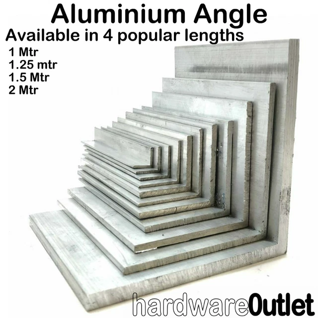 ALUMINIUM EXTRUDED ANGLE 1000 mm to 2000 mm Long Various Sizes